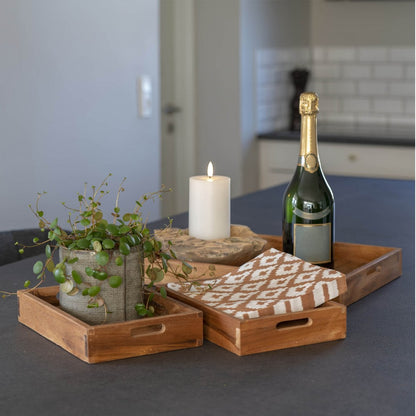 Teak Wood Serving Trays - Natural Faro Tray Set of 3