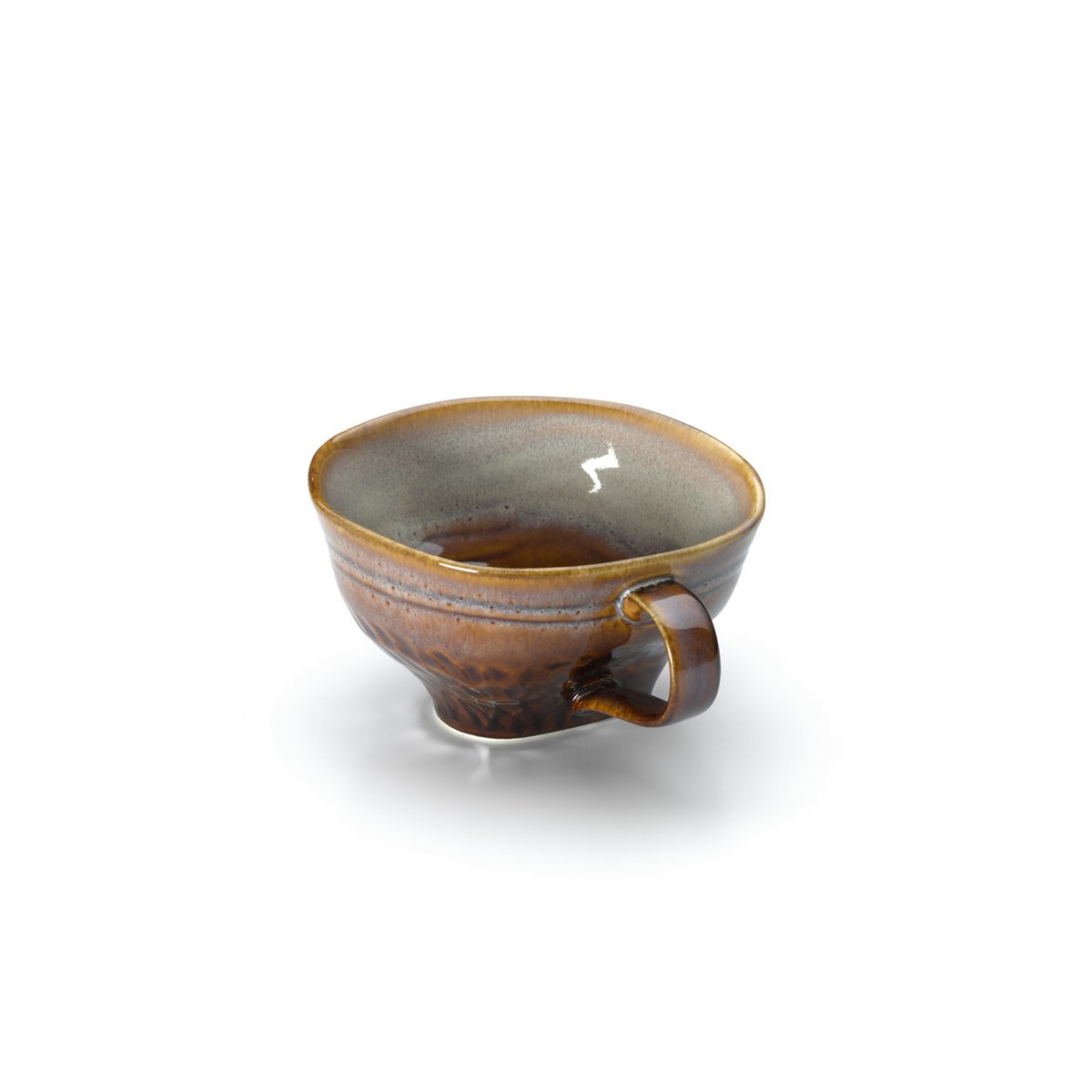Ceramic Coffee Mug - Smoked Brown-Grey Horizon Design - Medium