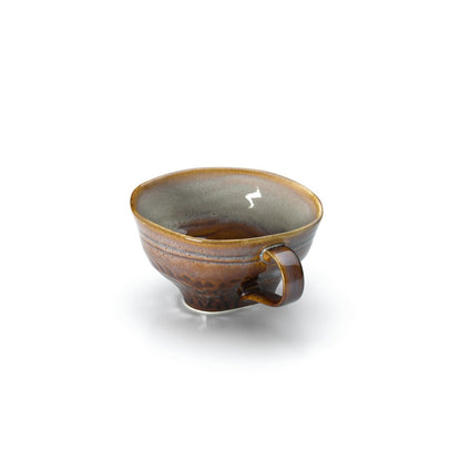 Ceramic Coffee Mug - Smoked Brown-Grey Horizon Design - Medium