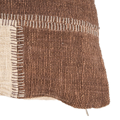 Cotton Patchwork Cushion Cover - Natural Brown, 50x70 cm