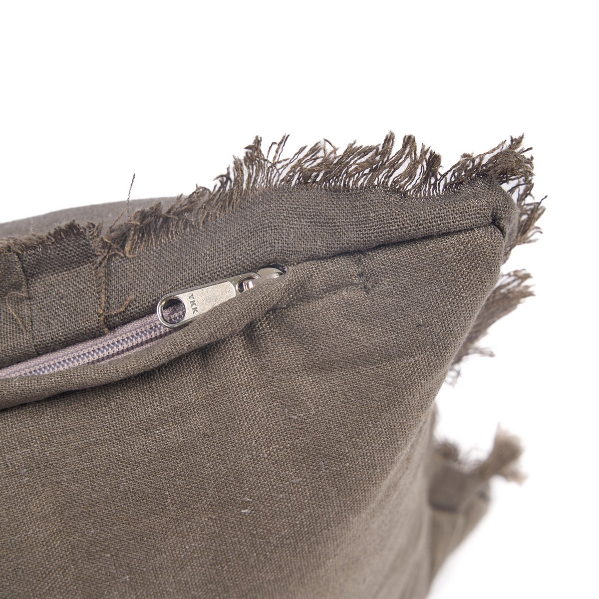 Linen Cushion Covers Textured Smoky Vibe Fringed 30x50 Home Grey