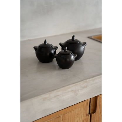 Terracotta Storage Jar - Large Burned Kitchen Container with Lid