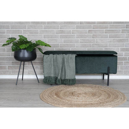 Watford Bench - Green, Velour, Black Metal Legs