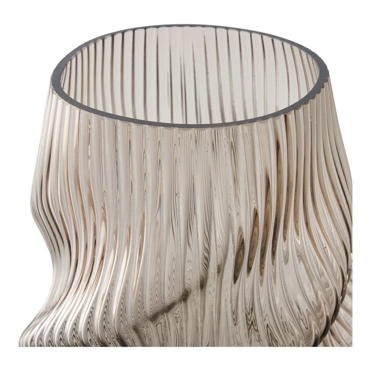 Glass Vase – Brown Mouth Blown Decorative Vase, 17x25 cm