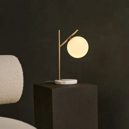 Marble Table Lamp with Frosted Glass – Modern Bedside Lamp