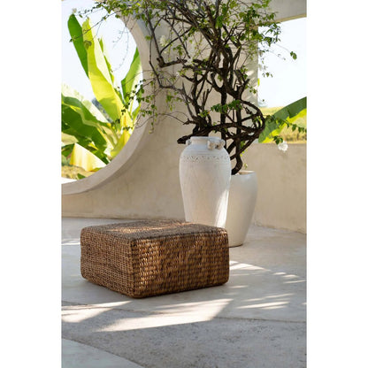 Natural Hyacinth Pouffe Square - Woven Ottoman, Medium