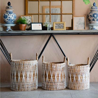 Banana Fiber Laundry Basket - Boho Plant & Storage Basket
