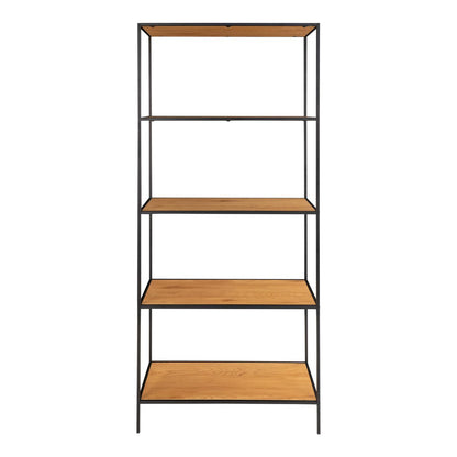 Oak Look Wall Shelf - Modern Steel Frame Bookshelf, 80x36x170cm