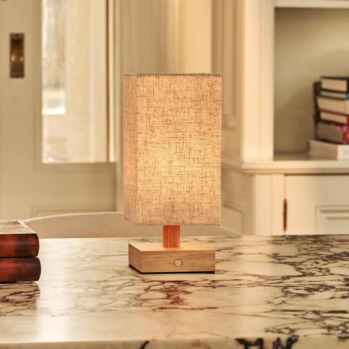 Bob Light Brown Cordless Wooden Table Lamp | Dimmable, Rechargeable & Up 100 Hours Battery Hours