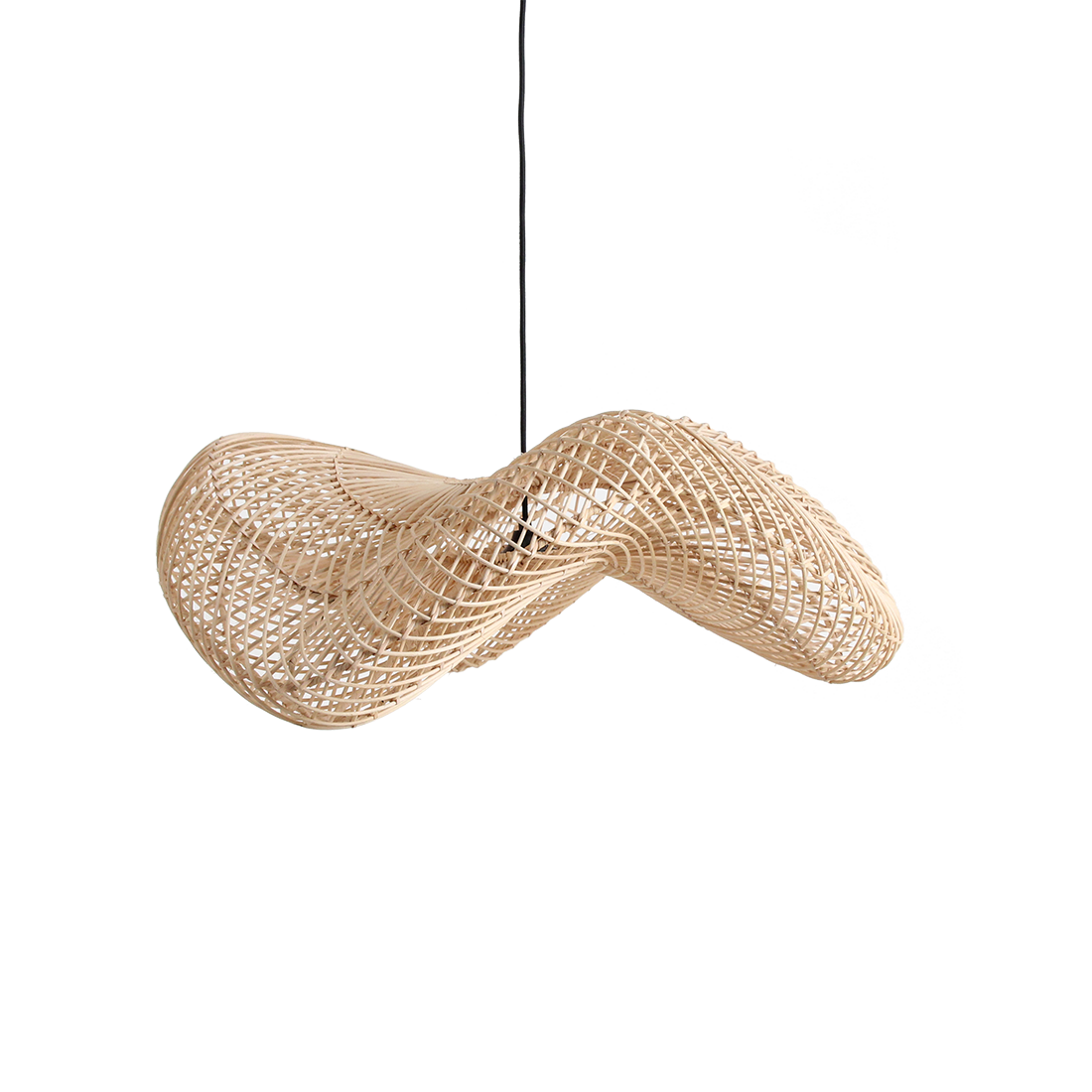 Rattan Pendant Light - Natural Wave Hanging Lamp, Large