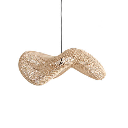 Rattan Pendant Light - Natural Wave Hanging Lamp, Large