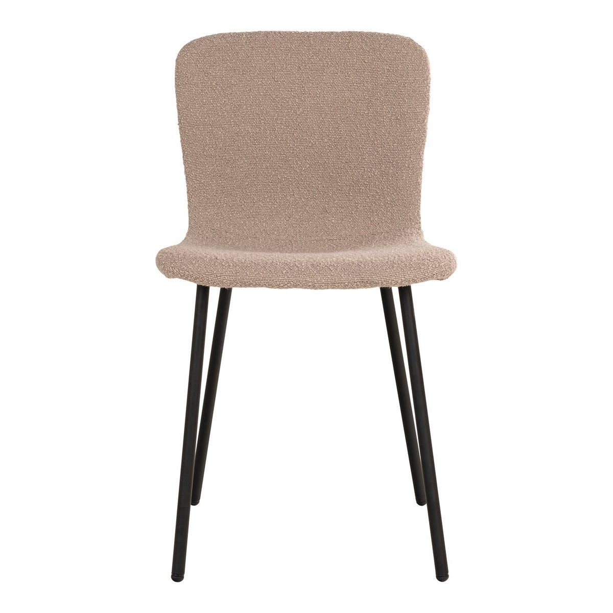 Bouclé Dining Chairs - Beige with Black Legs - Set of 2