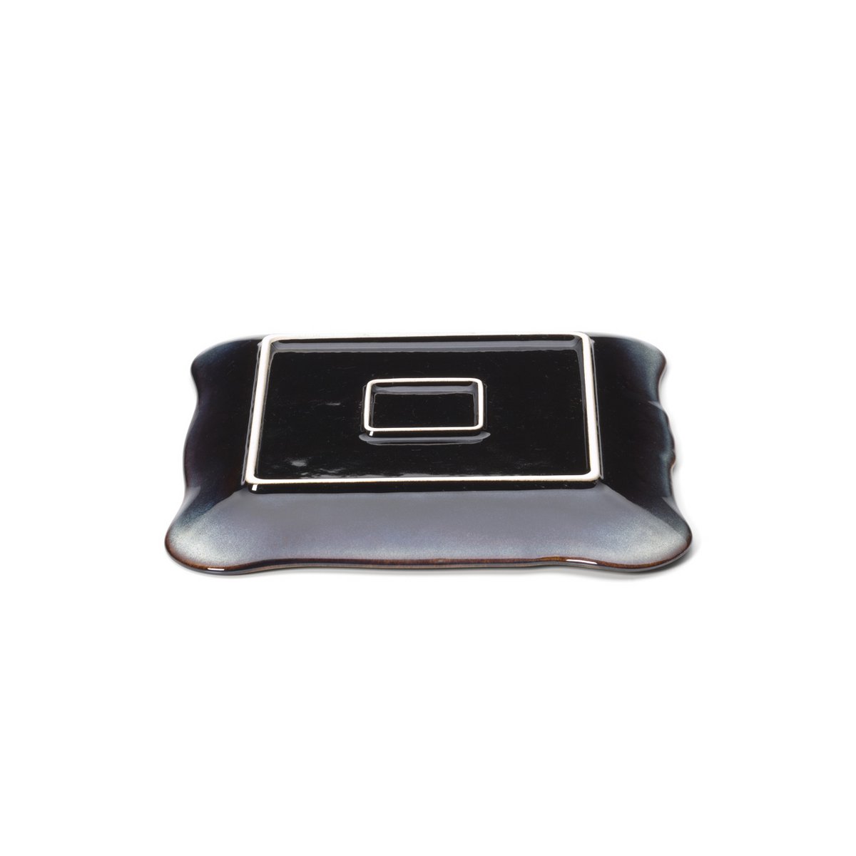 The Lotus Ice Square Plate - Grey Brown - L