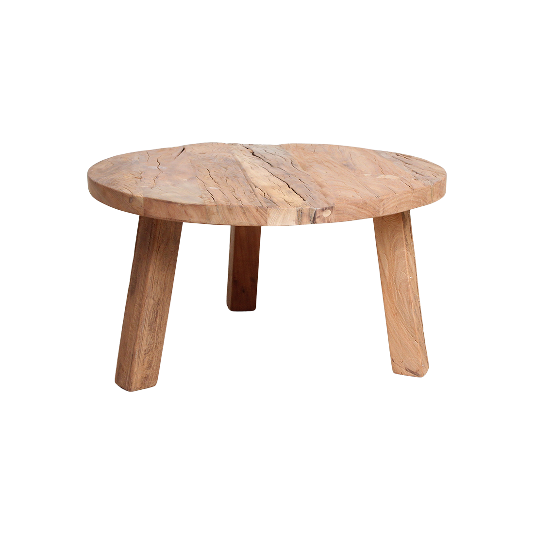 Recycled Wood Coffee Table - Round Farmwood Table, 70cm