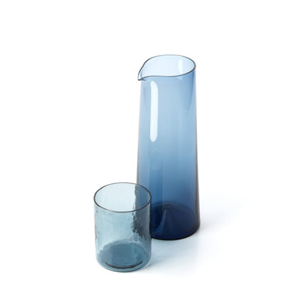Recycled Glass High Tumbler - Azure Blue Hammered Design