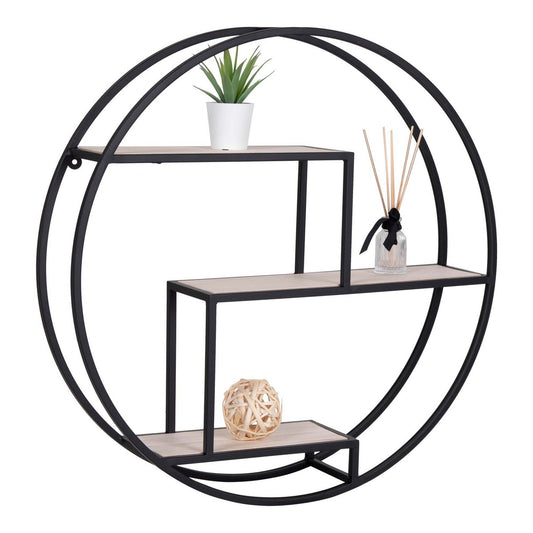 Ράφι από Ατσάλι και Ξύλο - Μαύρο & Φυσικό Rotterdam Display, 62cm