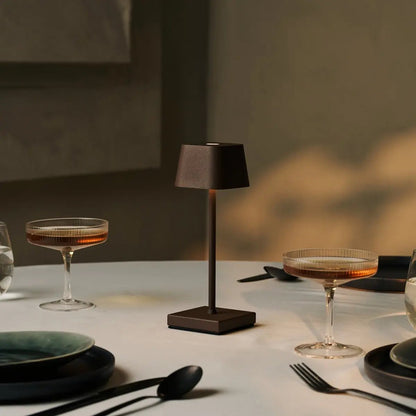 Sarphati Mini Mocha Brown Cordless Table Lamp | Rechargeable via Charging Station & 3 Light Modes