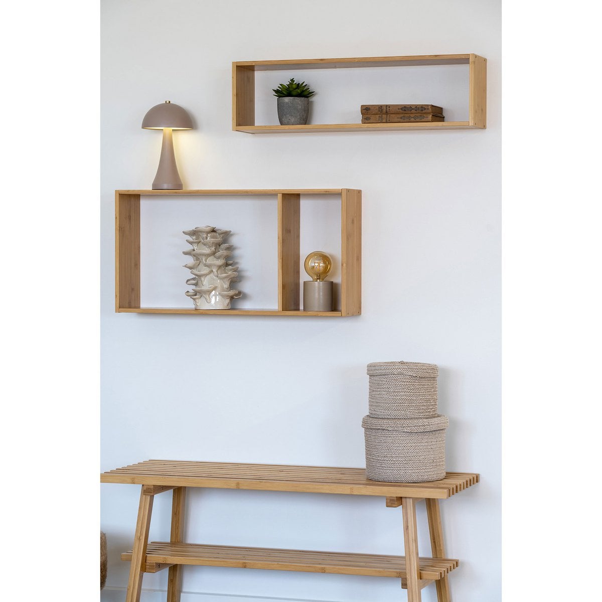 Ember Wall Shelf - Natural, Bamboo, 70x15x35.5 cm