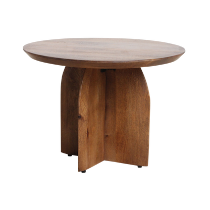 Mango Wood Side Table - Round Accent Table, 55 cm
