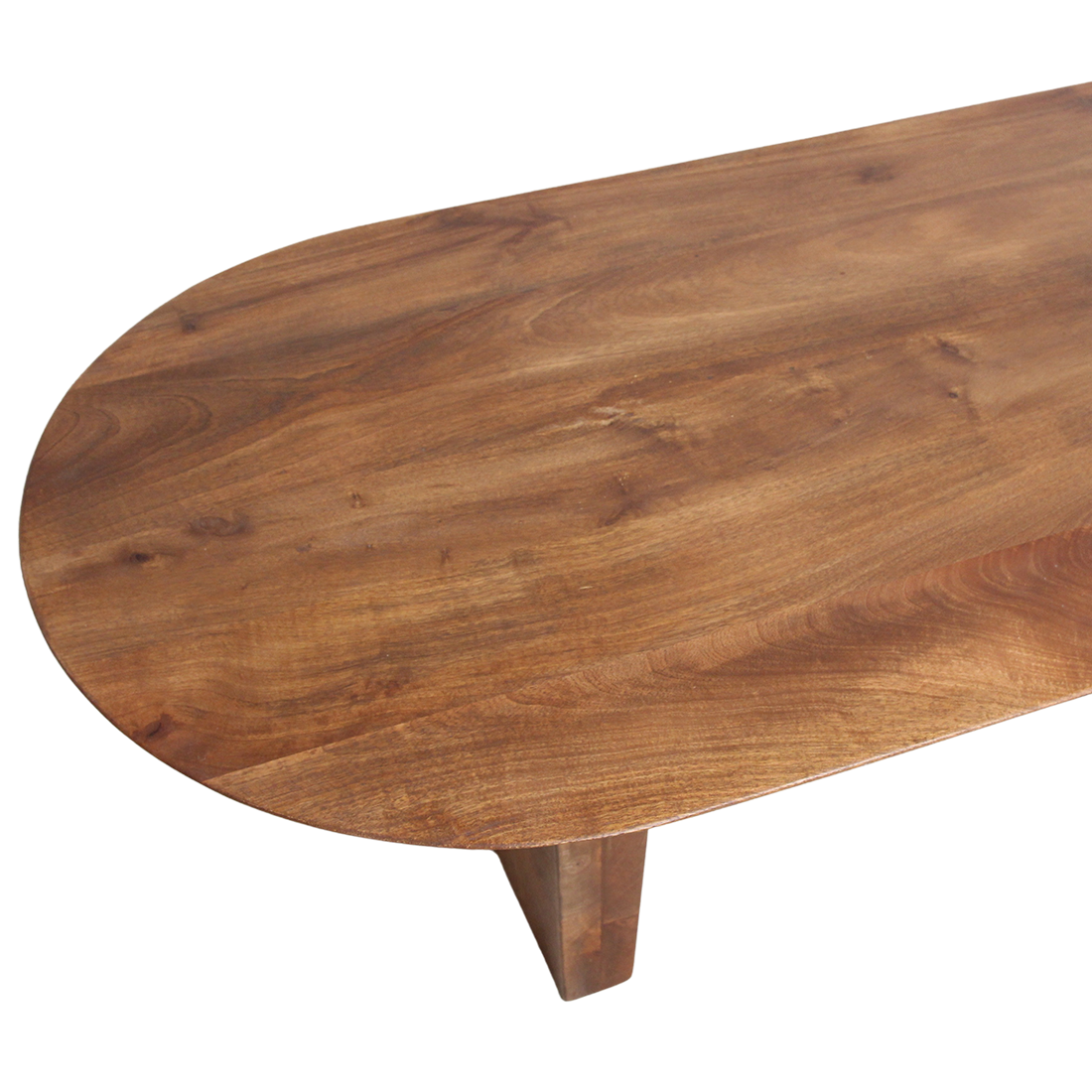 Mango Wood Coffee Table - Round Brown Bullnose Table