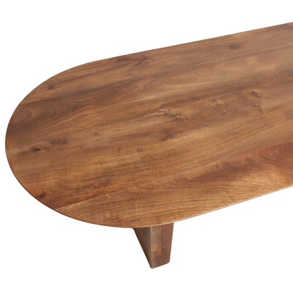 Mango Wood Coffee Table - Round Brown Bullnose Table