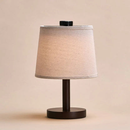 Rover Dark Brown Wooden Rechargeable Lamp | Cordless, Dimmable & Linen Blend