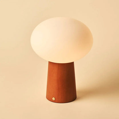 Max Chestnut Brown Wooden Cordless Table Lamp | Rechargeable, Glass, Sustainable Design
