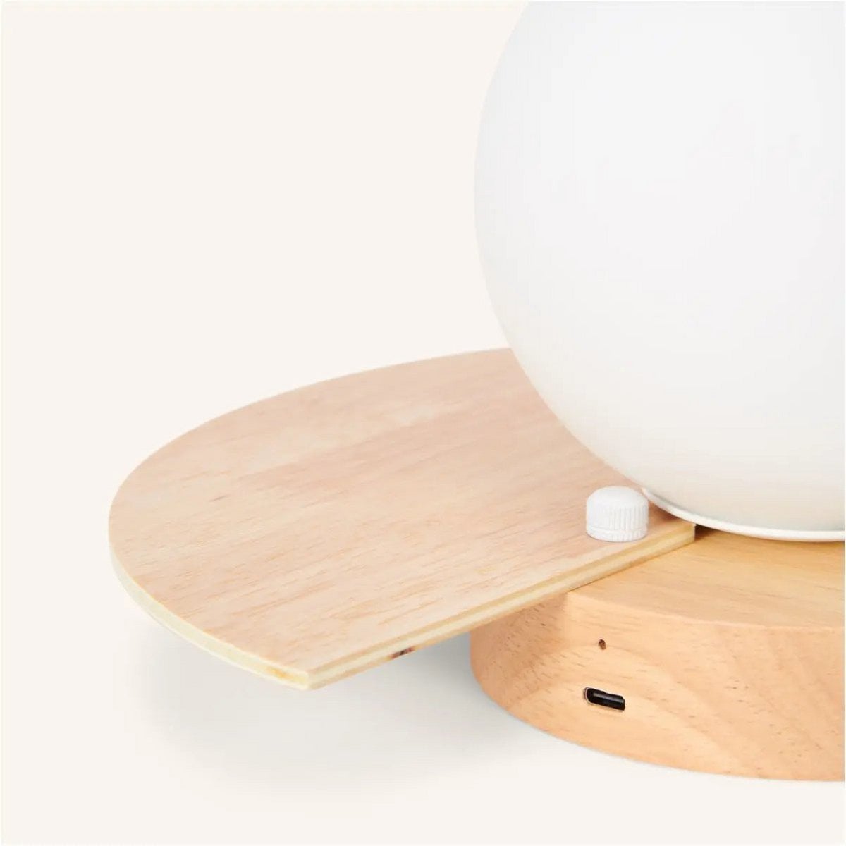 Cordless Wall Light – Light Brown Wood & Glass Rechargeable Lamp