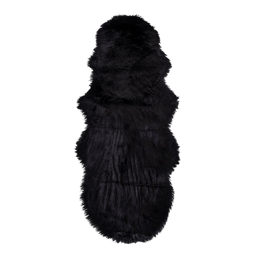 Polyester Faux Lambskin Throw – Black Plush Rug, 60x180cm