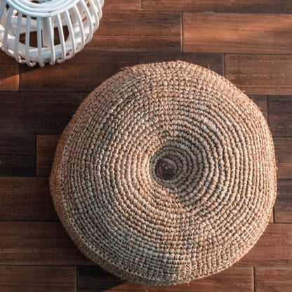 Raffia Pouf Beanbag – Handwoven Natural Ottoman, 2 Sizes
