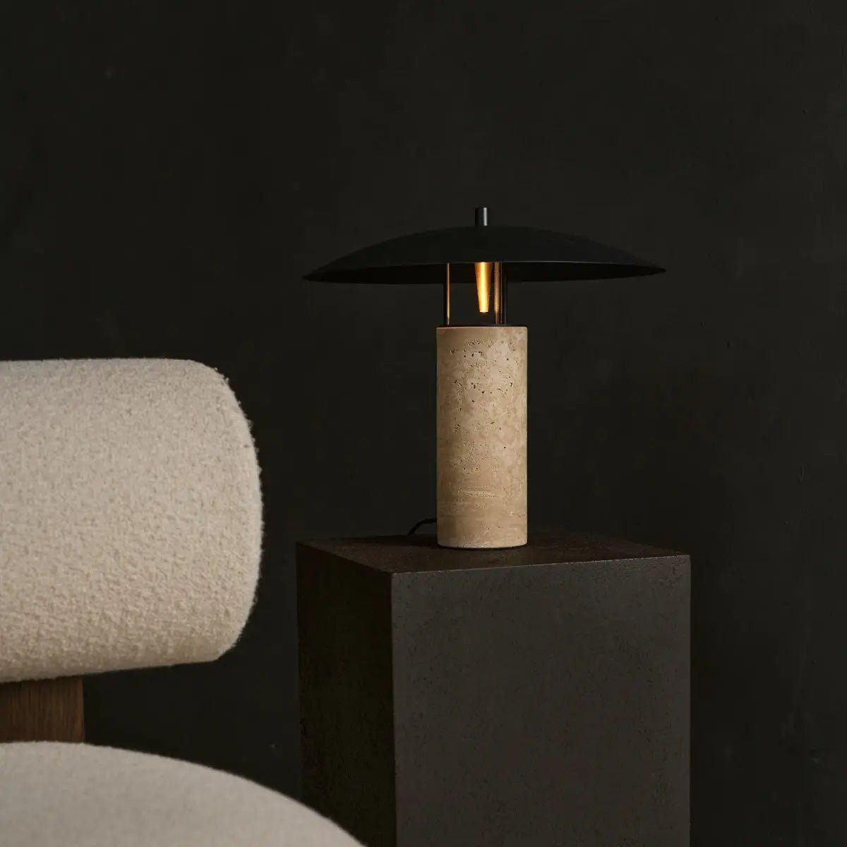 Travertine Table Lamp - Modern Accent Lamp with GU10 Light