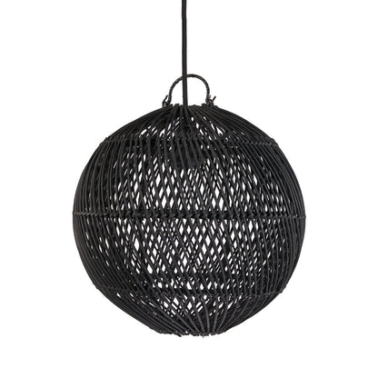Rattan Pendant Light - Black Bubble Lamp, Small
