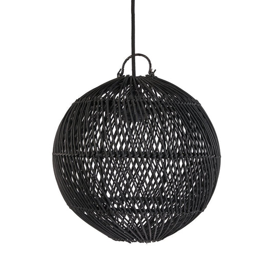 Rattan Pendant Light - Black Bubble Lamp, Small
