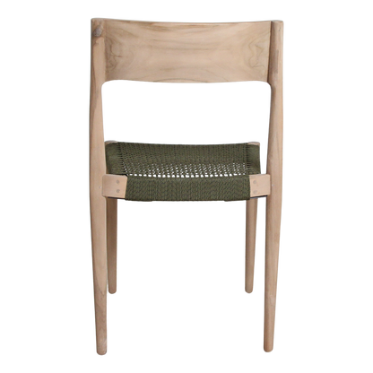 Teak Garden Chair - Freya Green Rope Seat, Light Teak Frame