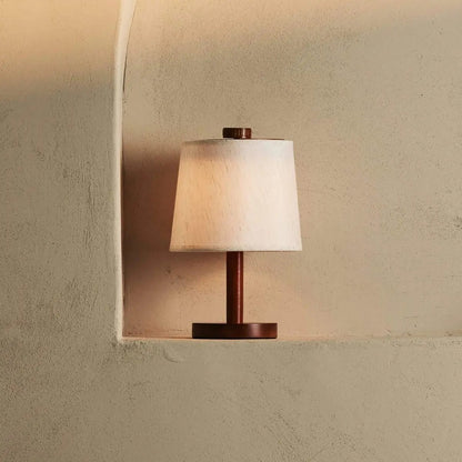 Rover Chestnut Brown Wooden Rechargeable Lamp | Cordless, Dimmable & Linen Blend