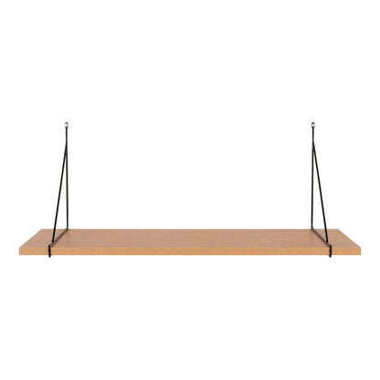 Wall Shelf Ash Veneer & Black Steel - Modern Floating Shelf 80cm