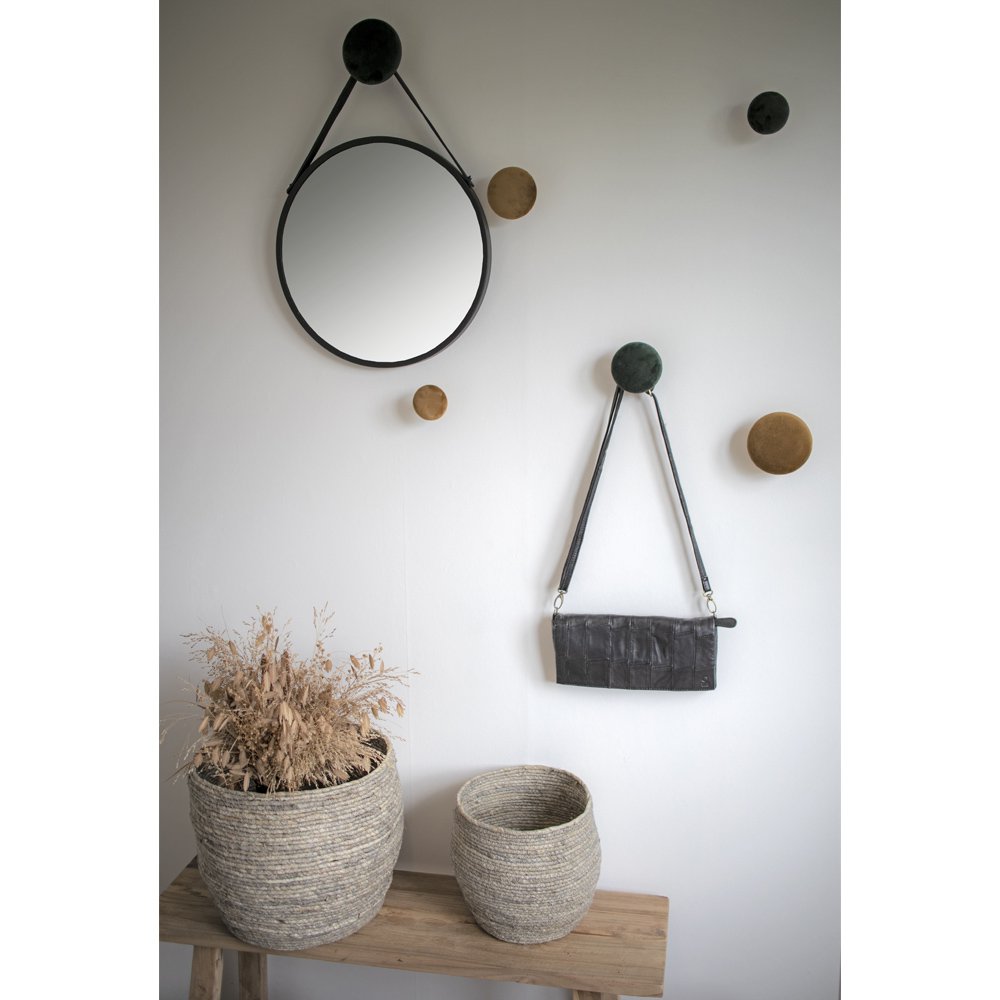 Black Steel Wall Mirror - Modern Round Mirror, 38cm