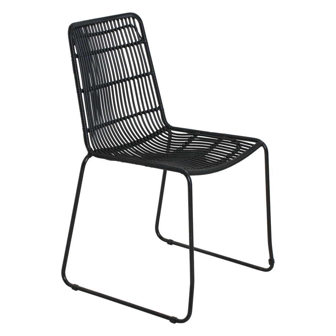 Rattan Garden Chair - Slim Black Metal Frame Outdoor Seating