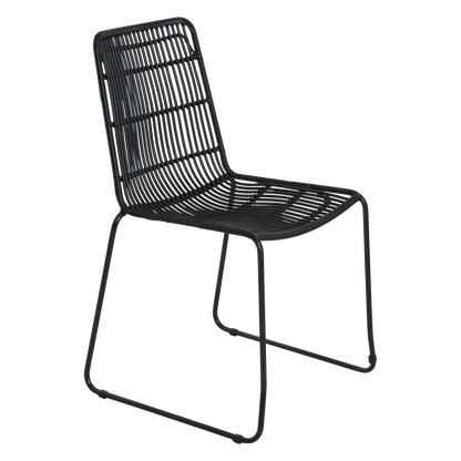 Rattan Garden Chair - Slim Black Metal Frame Outdoor Seating