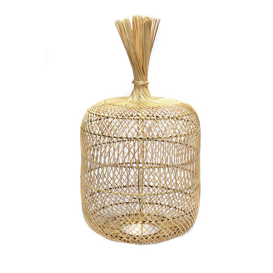 Natural Rattan Dumpling Floor Lamp & Pendant - Organic Woven Light, Large