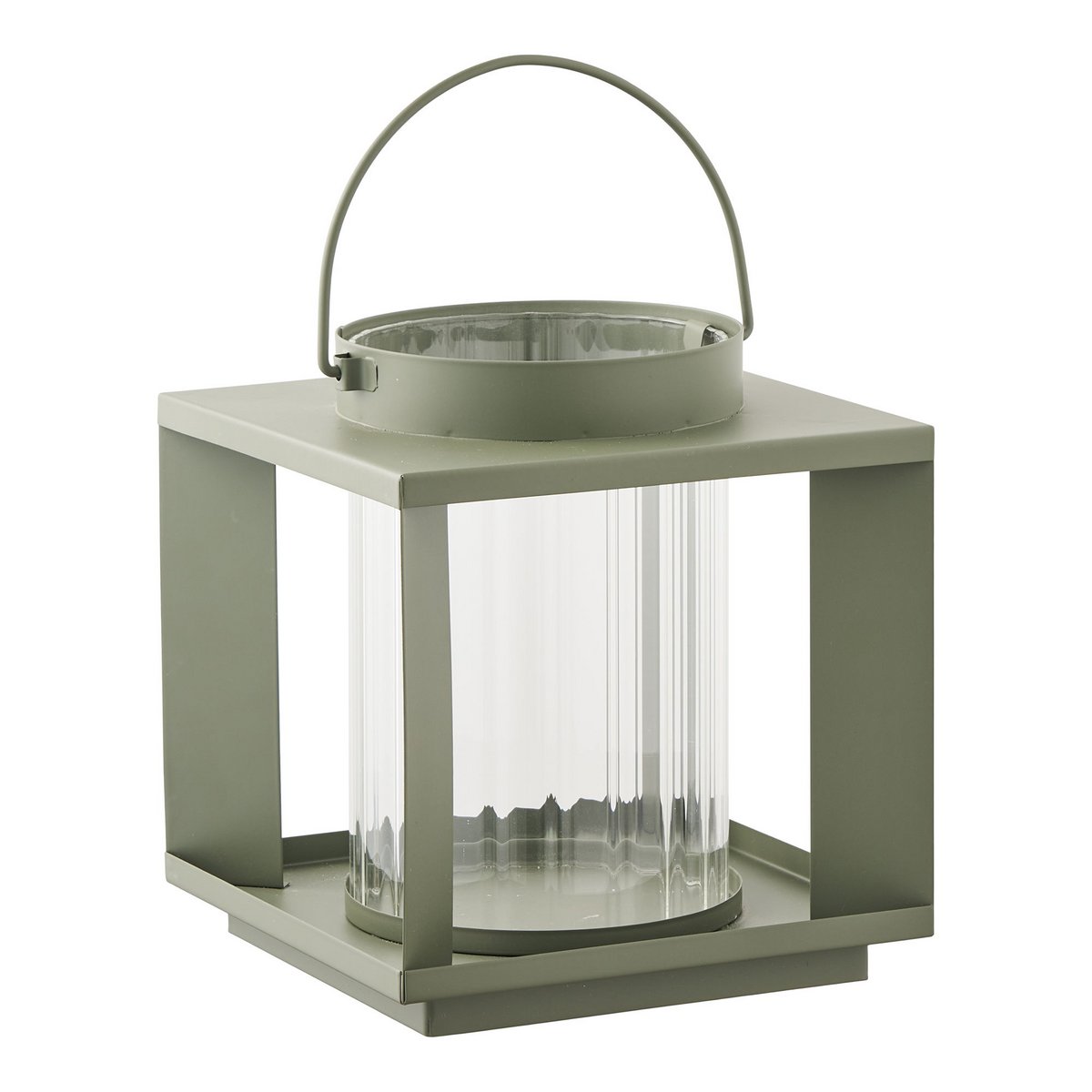 Metal and Glass Lantern - Green Lohals Lantern 18x18x20.5 cm