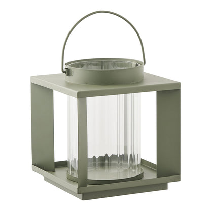 Metal and Glass Lantern - Green Lohals Lantern 18x18x20.5 cm