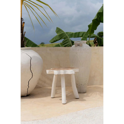 Rattan Side Table - Natural White Organic Accent Table