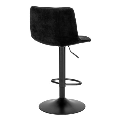 Velvet Bar Stools - Black Steel Base, Adjustable Height - Set of 2