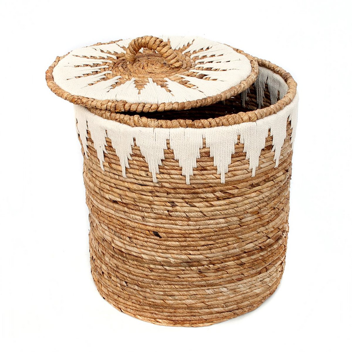 Woven Cotton Laundry Basket with Lid - Large