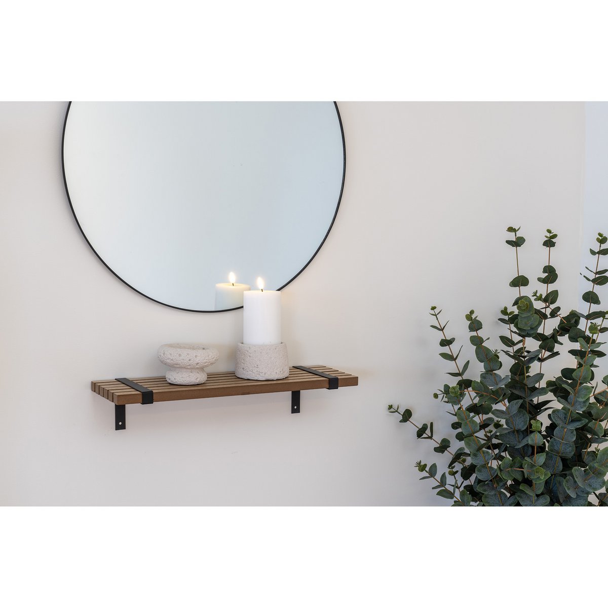 Luxor Wall Shelf - Natural/Black, MDF/Ash Veneer/Metal, 50x15x10 cm