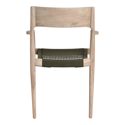 Teak Garden Chair with Armrests – Freya Green Rope & Light Teak