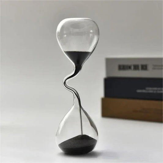 Curved Black Sand Hourglass | Glass - JUGLANA
