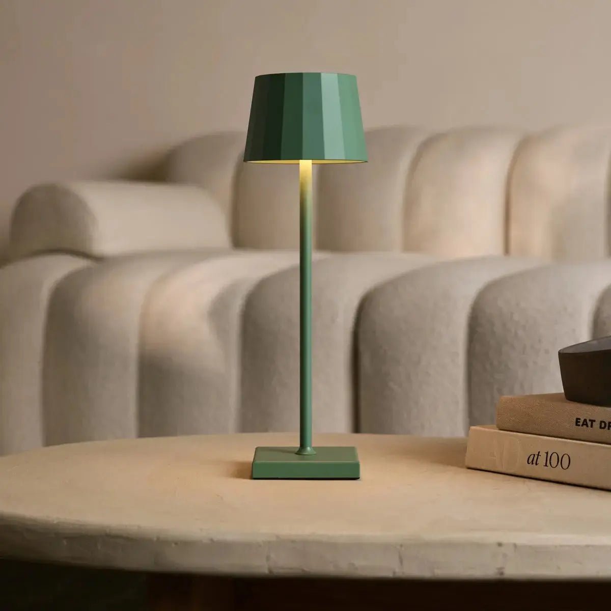 William Sage Green Rechargeable Table Lamp | USB-C, Dimmable, 120-Hour Battery