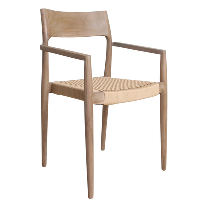 Freya Garden chair with Natural Armrest - Light Teakhout